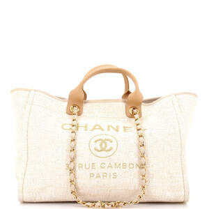 Chanel Medium Deauville Tote Raffia with Glitter Detail